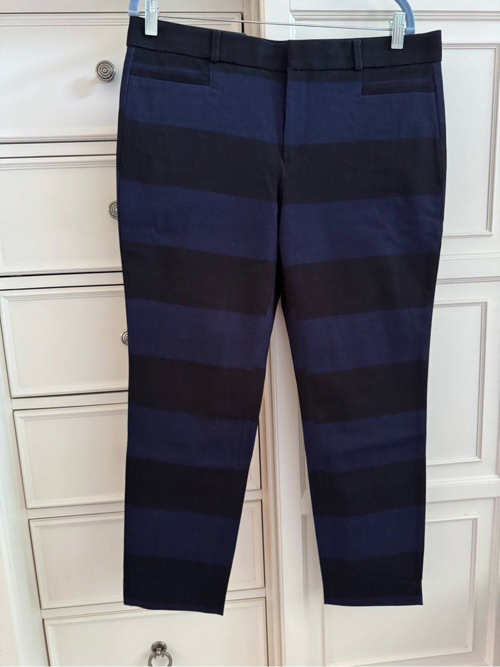 Banana Republic Navy and Black Wide-Stripe Chinos